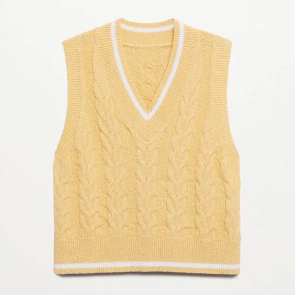 Mango Cable Knit Vest Sweater Sleeveless - Picture 3 of 4